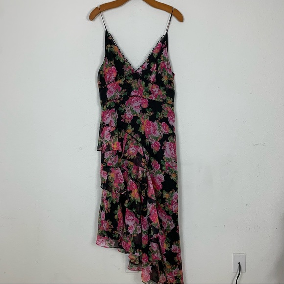 Keepsake The Label Oblivion Midi Ruffle Floral Asymmetrical Dress XL Garden - Picture 3 of 10